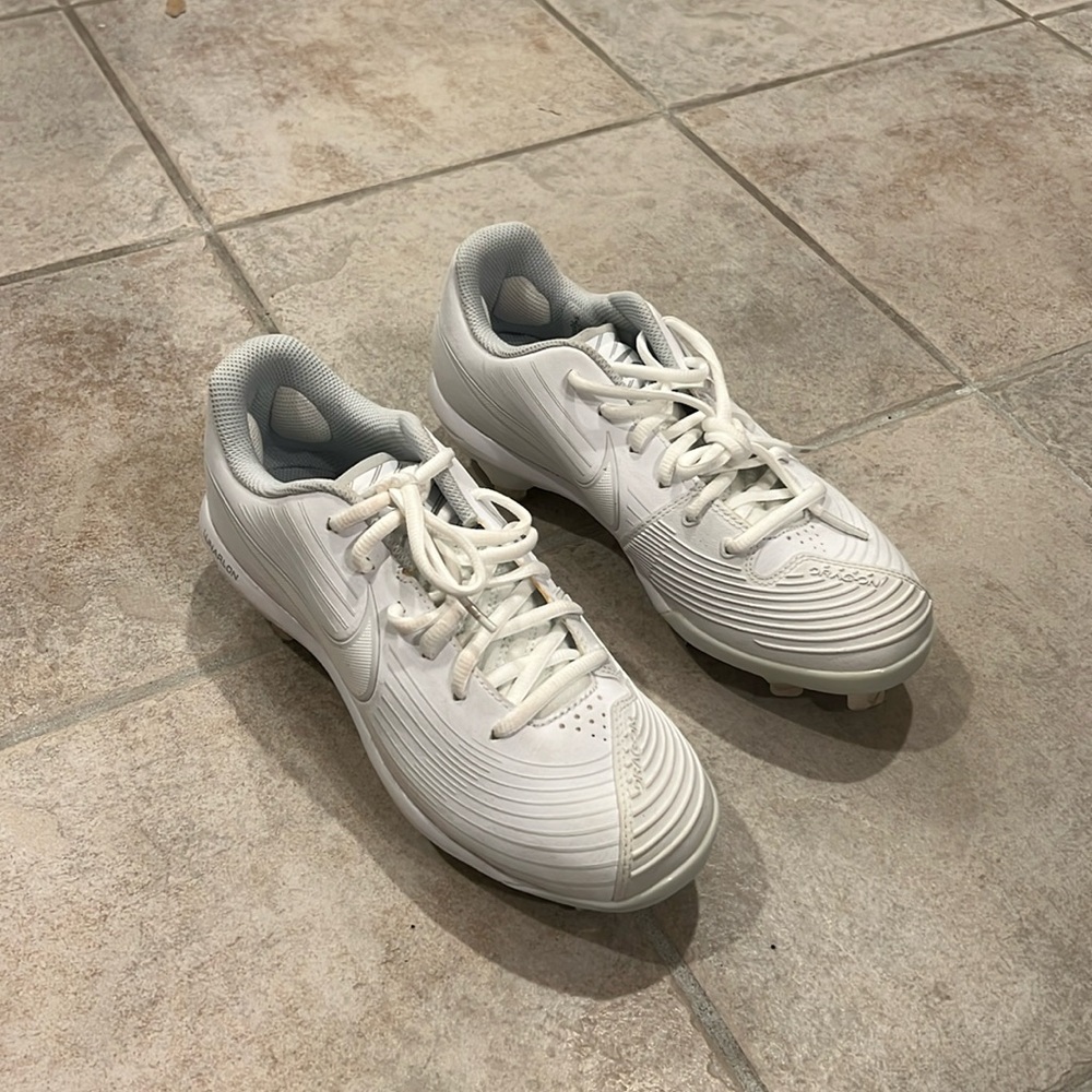 White Nike softball cleats